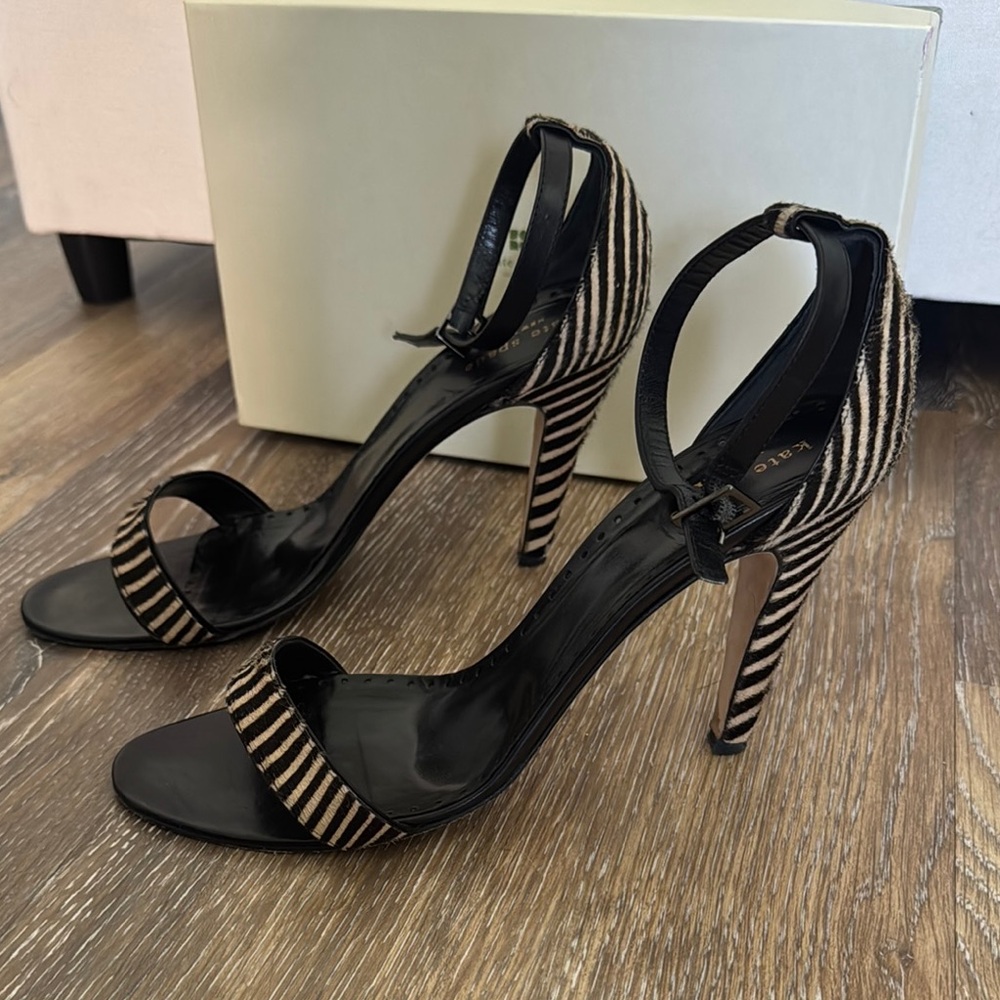 Kate Spade Black Zebra-Striped Heels - Picture 3 of 6